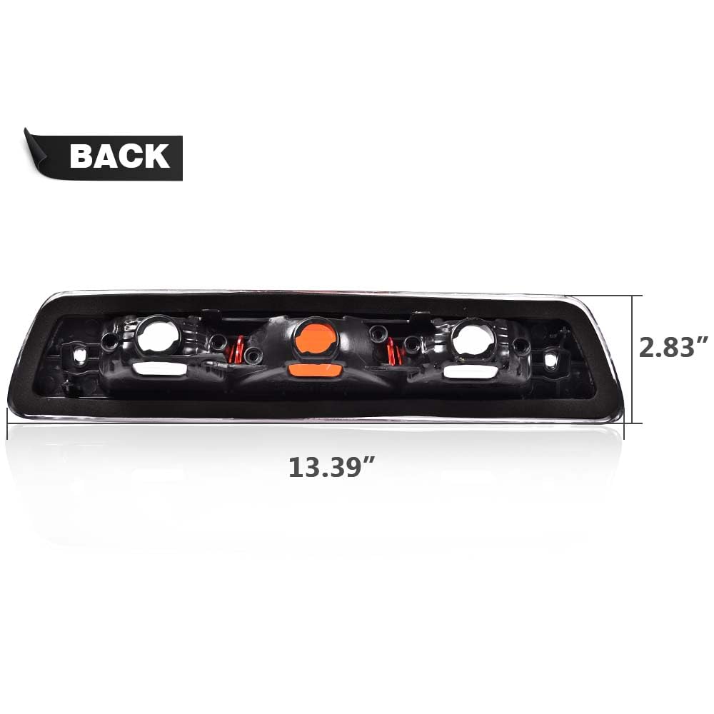 G-PLUS Third Brake Light Compatible with Ford F150 Truck 2009-2014 High Mount Stop Lights Rear Center Roof Third Cargo Light Parking Light Clear/Red Lens Chrome Housing 3rd Brake Light AL3Z13A613E