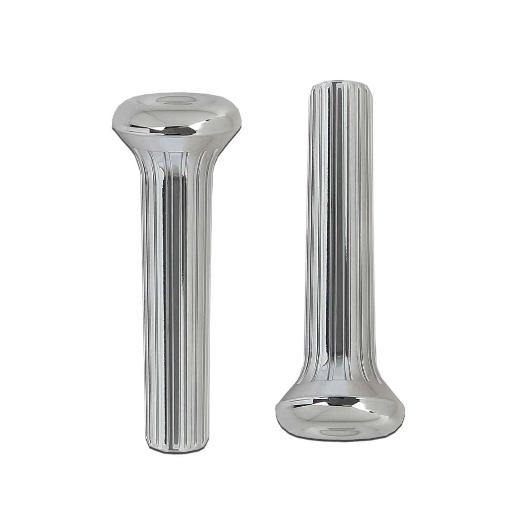 G-PLUS Cars Chrome Ribbed Door Lock Knobs Plastic - Pair Compatible with GM 1968 1969 1970 IN6727Z