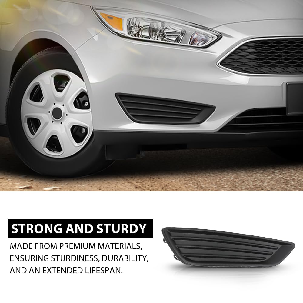 G-PLUS Front Right Fog Light Cover, Compatible with Ford Focus S 2015-2017/ Focus SE 2018, Passenger Side, F1EZ17B814A, FO1039150