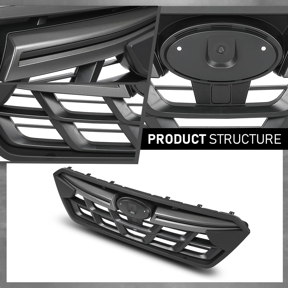 G-PLUS Front Bumper Grille Grill Dark Grey & Black Trim Compatible with Subaru Crosstrek 2021-2023 J1010FL320