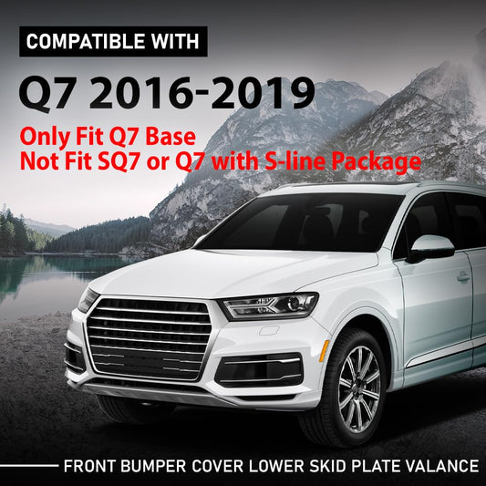 G-PLUS Front Bumper Lower Valance Skid Plate Molding, Compatible with Audi Q7 2016-2019, Not Fit SQ7 or Q7 with S-line Package, 4M0807733DKA8, 4M0-807-733-D-KA8