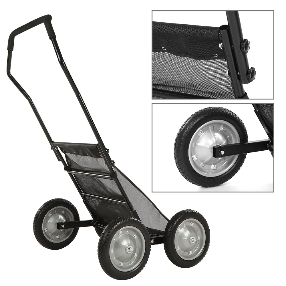 G-PLUS 500 Pounds Capacity Foldable Multi Use Deer Game Recovery Cart Utility Gear Dolly with 4 Oversized Wheels All Terrain Cart Black