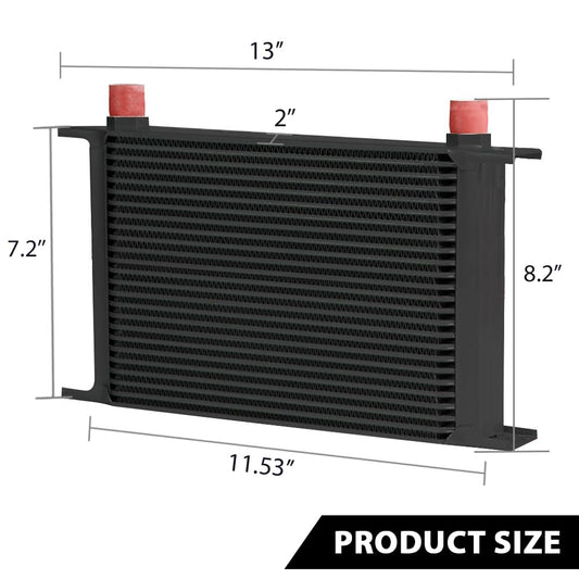 G-PLUS Universal For Japanese Cars Aluminum Racing Engine Transmission Oil Cooler Black 25 Row AN-10 AN10 T-6061 Aluminum