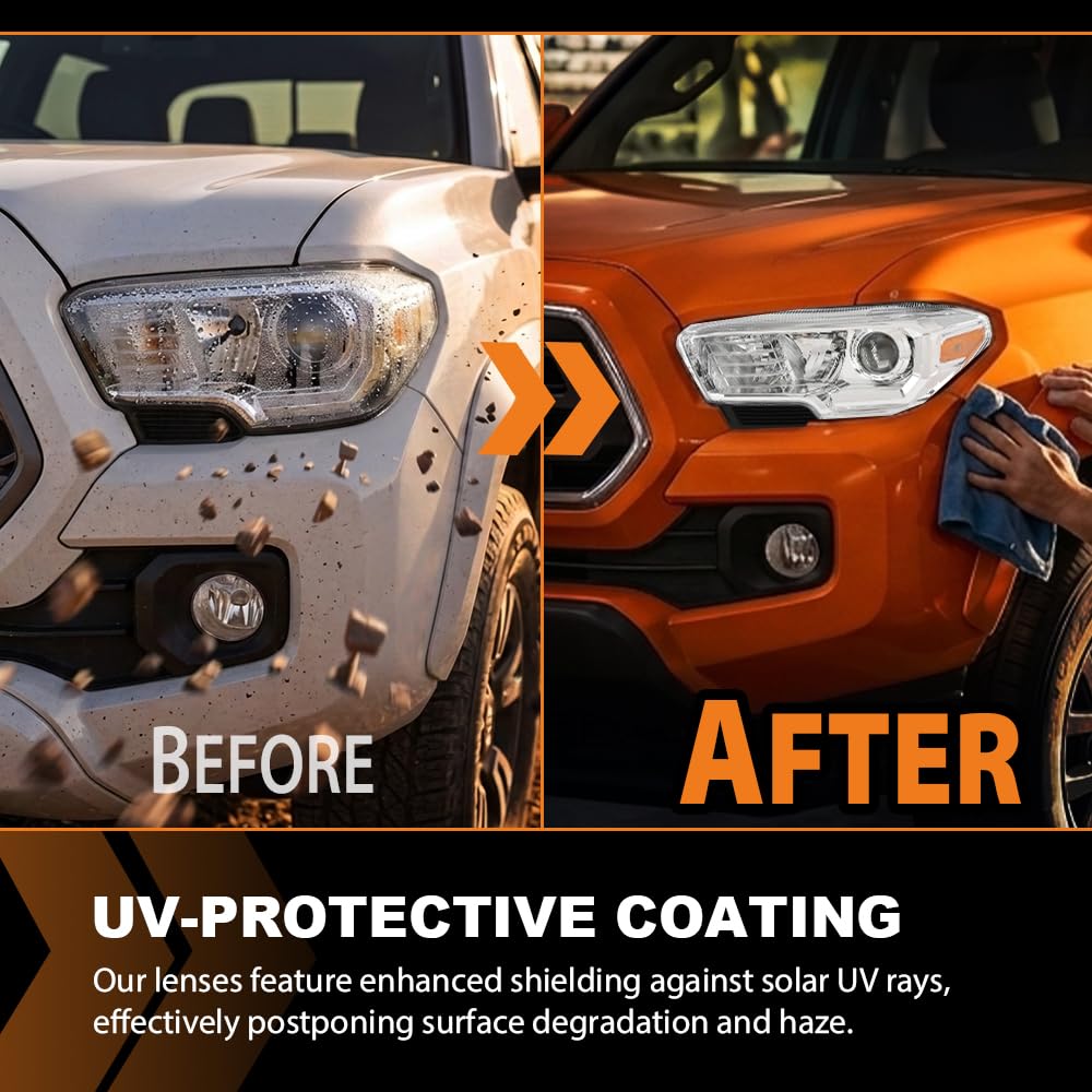 G-PLUS Headlight Assembly Left Side w/o LED Daytime Running Light Compatible with Toyota Tacoma 2016-2018 Fit Models Without Factory LED Daytime Running Light Only White