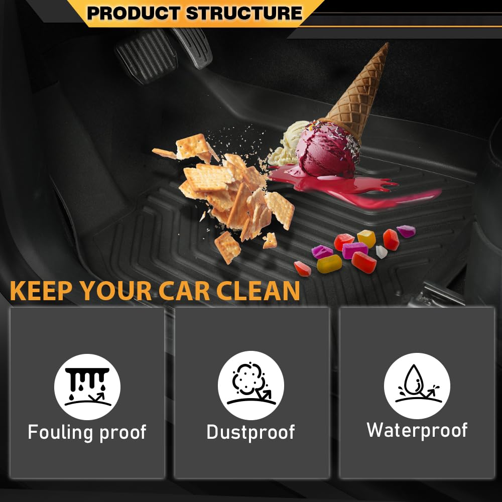 G-PLUS TPE Floor Mats Compatible with Honda CRV 2023 2024 2025 (Include Hybird) All Weather Full Cover Protection Floor Liners Accessories 1st & 2nd Row Cargo Liner Black