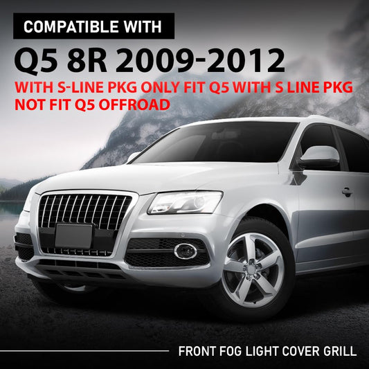 G-PLUS Pair Front Fog light Cover Grills, Compatible with Audi Q5 8R 2009-2012 W/S-Line Pkg, Left Driver & Right Passenger Side 2PCS, 8R0807681E, 8R0807682E
