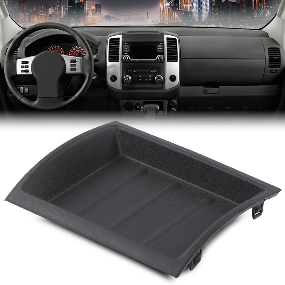 G-PLUS Upper Dash Bezel Storage Box Compatible with Nissan Xterra 2005-2013/Pathfinder 2005-2012/Frontier 2005-2017(w/o Silver Trim and 6-Cd Changer and Premium Audio)68252ZS40C Black