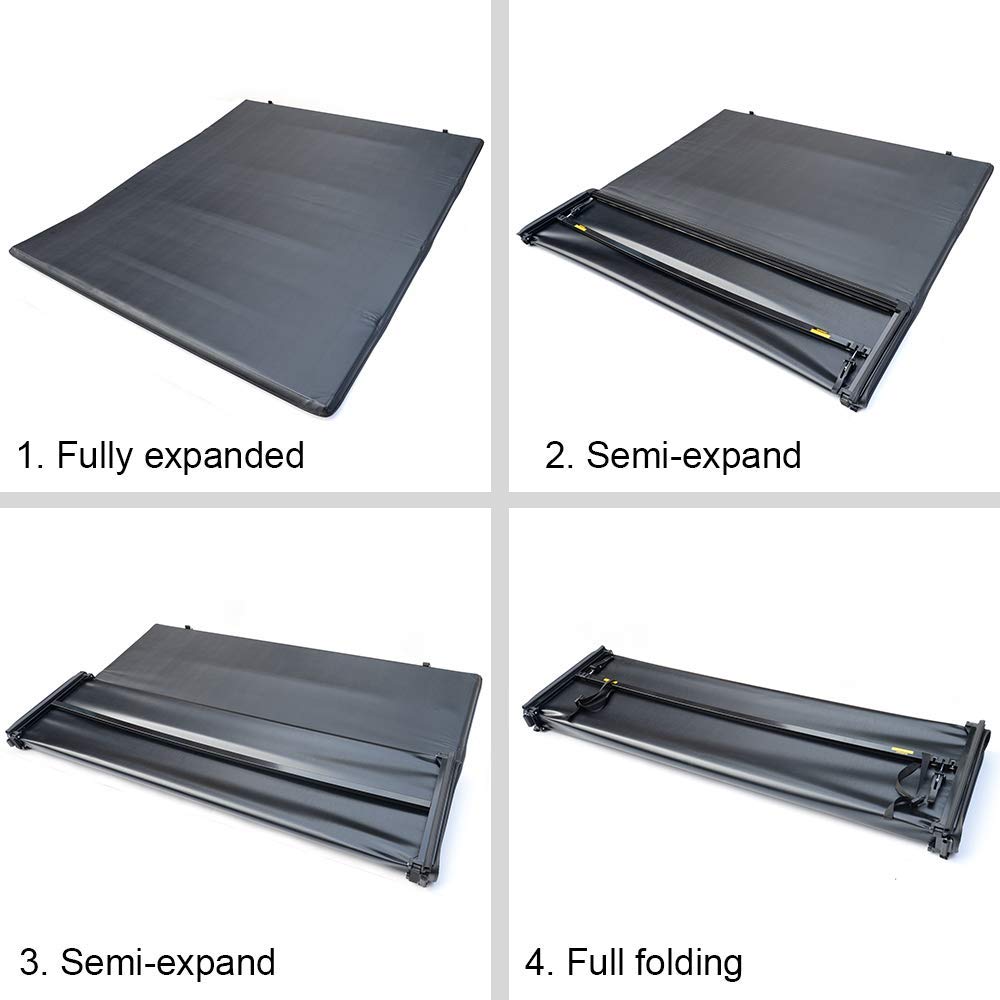 G-PLUS Lock & Soft Four Fold Truck Tonneau Cover Compatible with 2015 2016 2017 2018 2019 2020 Ford F150 with 6.5 Feet 6.5' / 78 Inch Bed Only