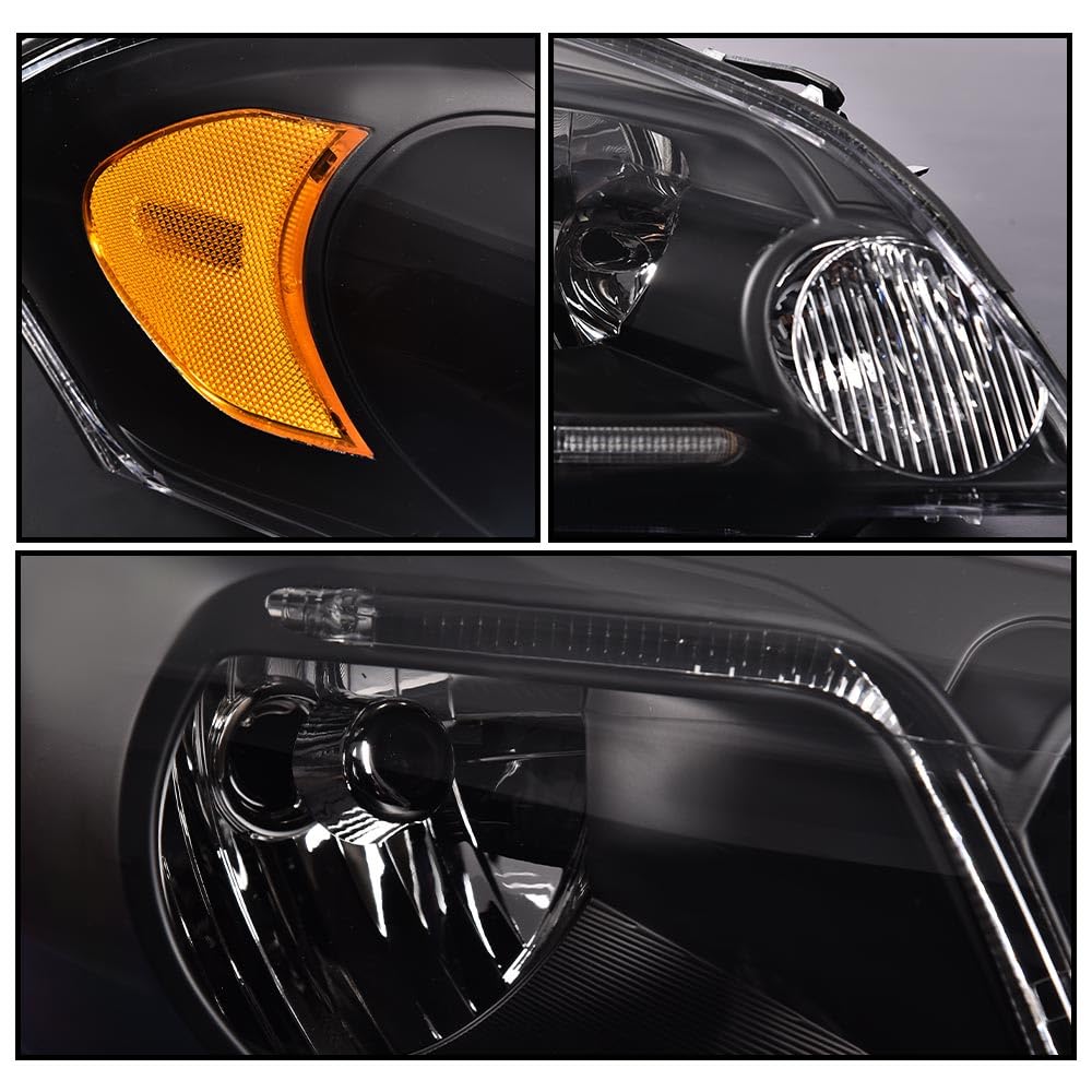 G-PLUS LED Headlights Assembly Fit Chevy Monte Carlo 2006 2007/Chevy Impala 2006-2013/Chevy Impala Limited 2014-2016 DRL Corner Headlamps Clear Lens Black Housing Amber Reflector,faros delanteros
