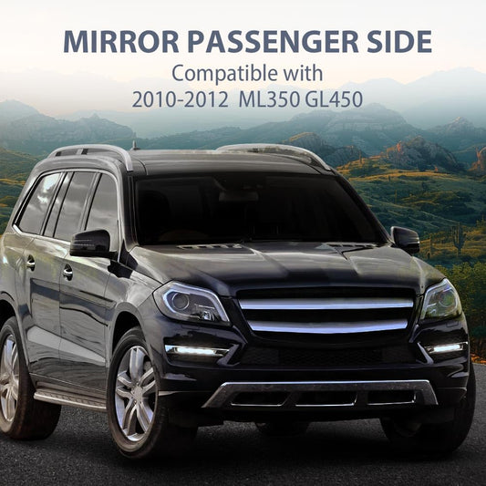 G-PLUS Mirror w/o Blind Spot Right Passenger Side Compatible with Benz ML350 GL450 2010 2011 2012 Black