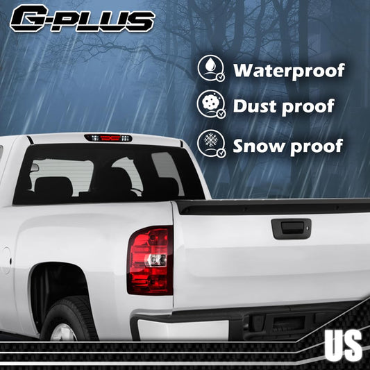 G-PLUS LED Third Brake Light Compatible With Chevy Silverado/GMC Sierra 2007-2014,3RD LED Bar Brake/Cargo Light,Type X (Smoky lens Black Housing Amber Reflector)