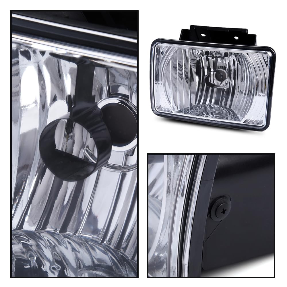 G-PLUS Clear Lens Front Bumper Fog Lights Assembly Compatible With Chevy Colorado/GMC Canyon | 06-08 Isuzu i-Series Clear Driving Fog Lamp Replacement Pair Left+Right