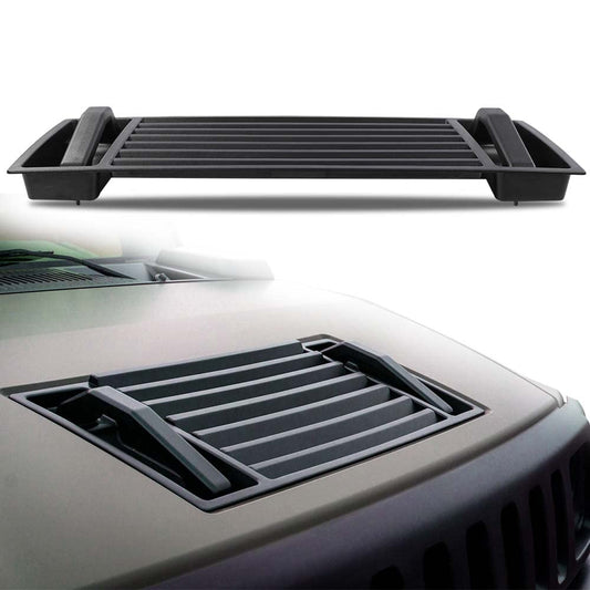 G-PLUS Hood Grille Vent with Handles for Hummer H2 2003-2007 Black Front View