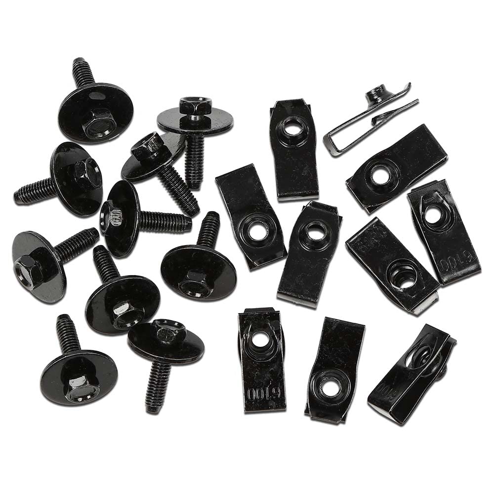 G-PLUS Body Bolts & U-nut Clips- M6-1.0 x 25mm- 10mm Hex- 20 pcs (10ea) Compatible with Ford Truck