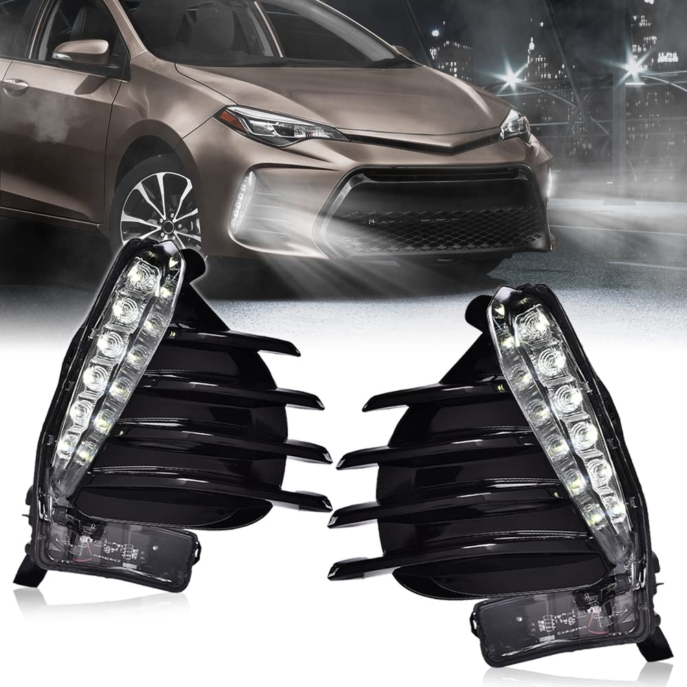 G-PLUS LED Fog Lights Compatible with Toyota Corolla Sedan SE XSE 2017 2018 2019 w/Wiring & Bulbs Clear lens Driver & Passenger Side LED Fog Lamps 8144002030 8143002030 TO2562103 TO2563103