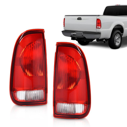 G-PLUS Pair Rear Tail Lights w/o Bulbs & Wire Harness Fit Ford F150 Stepside 1997-2004; Fit Ford F250 1997-1999 F250 F350 F450 F550 Super Duty 1999-2007 F85Z13404CA, F85Z13405CA