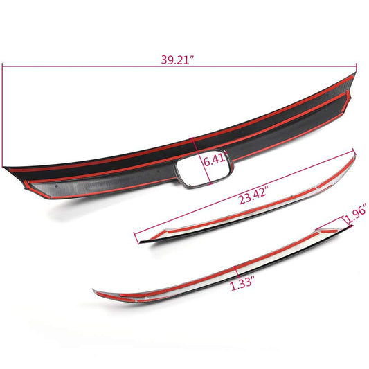 G-PLUS Carbon Fiber Front Bumper Lip Upper Grill Molding Trim Cover + 2Pcs Eyelid Cover Set, GRILLES | COMPATIBLE WITH HONDA Accord 10th Gen Sedan 2018-2020, 3pcs