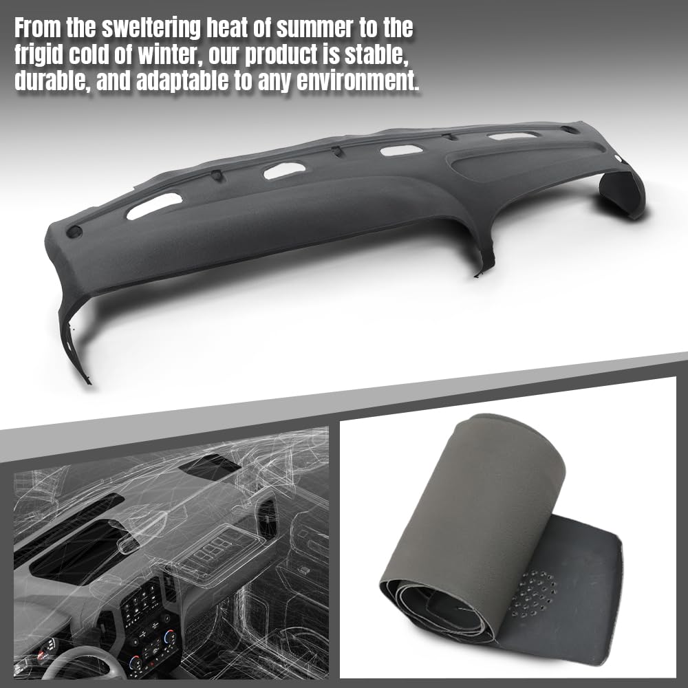 G-PLUS TPE Dash Cover Skin Dash Cover Overlay Skin Compatible with Ram 1500 SLT 2001, Fit Ram 1500 SS/T 5.9L 1998,Fit Dodge Ram 1500/2500/3500 1998 1999 2000 2001 2002 Gray