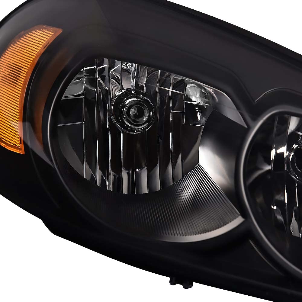 G-PLUS Headlights Assembly Fit Chevy Monte Carlo 2006 2007/Chevy Impala 2006-2013/Chevy Impala Limited 2014 2015 2016 Headlamps W/o Bulbs Clear Lens Black Housing Amber Reflector,faros delanteros