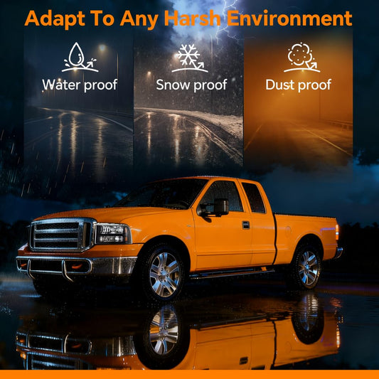 G-PLUS Headlights Assembly, Compatible with 2005 2006 2007 Ford F250 F350 Super Duty Bumper Headlamps, Clear lens Black Housing Amber Reflector,Left Driver & Right Passenger faros delanteros