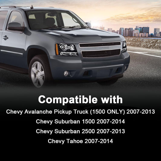 G-PLUS Headlights Assembly, Compatible with 2007-2014 Chevy Suburban/ 2007-2013 Tahoe Avalanche Bumper Headlamp Right, Clear Lens Black Housing Amber Reflector Bumper Headlamps
