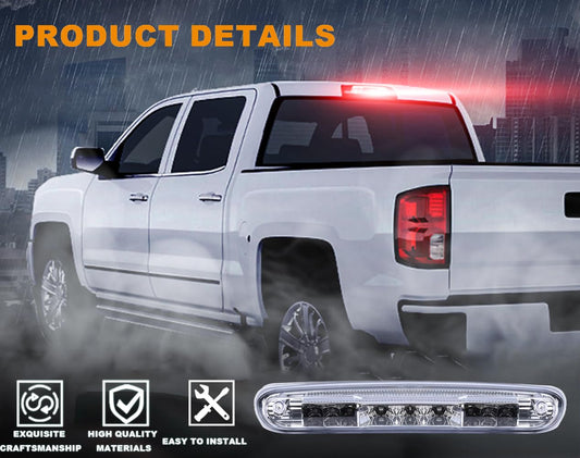 G-PLUS Compatible with Chevy Silverado GMC Sierra 1500 2500HD 3500HD 2007-2013 Led 3rd Third Brake Cargo Light High Mount Stop Lamp Replacement (Black Housing Clear Lens)