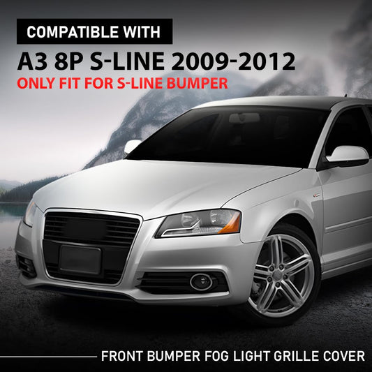 G-PLUS Front Bumper Fog Light Grille Cover Compatible with Audi A3 8P S-Line 2009-2012,Only Fit for S-Line Bumper 8P0807682, 8P0807681