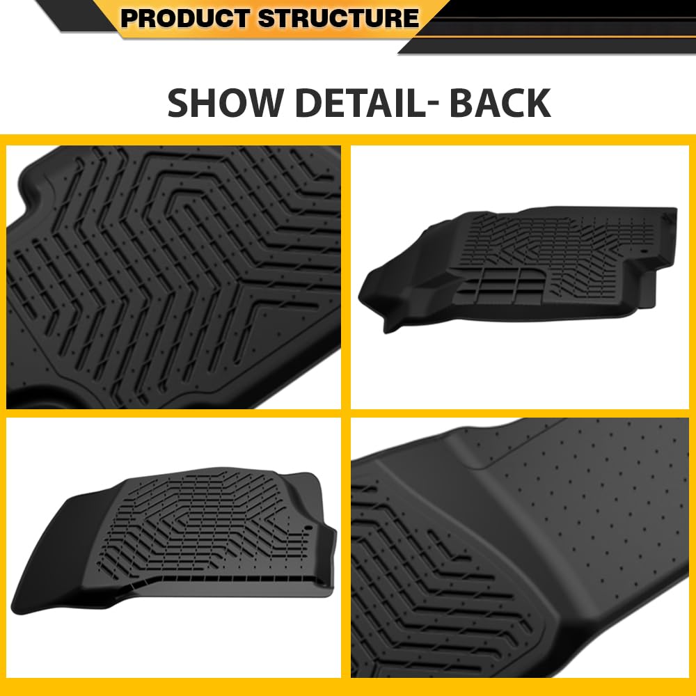 TPE 3PCS Cargo Liners Fit Chevy Silverado & GMC Sierra 1500 Crew Cab 2007-2013/2500 3500 Crew Cab 2007-2014, 1st & 2nd Row Floor Liners Black Full Cover Protection, alfombras para carro