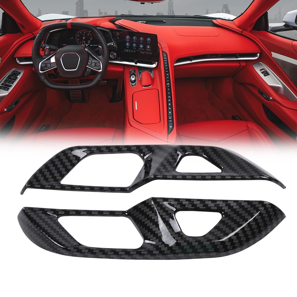 G-PLUS Carbon Fiber Door Lock Switch Button Panel Cover Trims Compatible with Chevy Corvette C8 2020 2021 2022 2023