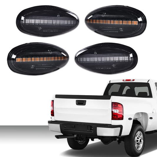 G-PLUS Side Marker Light Set Compatible with Chevy Silverado 2500HD 3500HD 2001-2014 /Fit for GMC Sierra 2500HD 3500HD 2001-2014 LED Marker Lamps Smoke Lens 4Pcs/Set 16530173 16530177