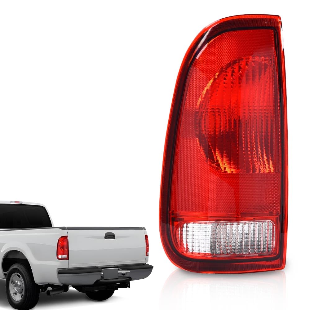 G-PLUS Red Tail Light w/o Bulbs & Wire Harness Fit Ford F150 Stepside 1997-2004/Fit Ford F250 1997-1999/Fit F250 F350 F450 F550 Super Duty 1999-2007 F85Z13405CA, FO2800117 Driver SideAssembly
