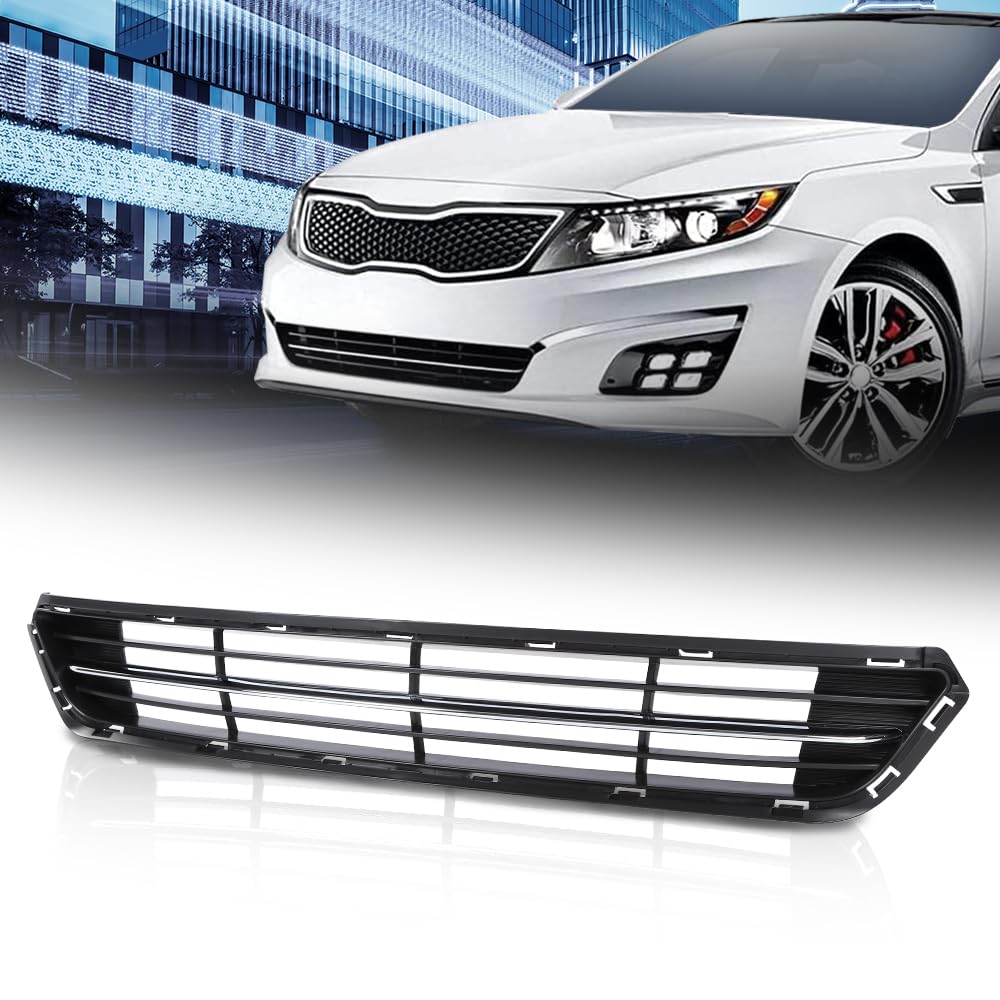 G-PLUS Front Lower Bumper Radiator Grill w/Chrome Black Compatible with Kia Optima(submodel: Limited, SX, LX, EX) 2014 2015 865614C700