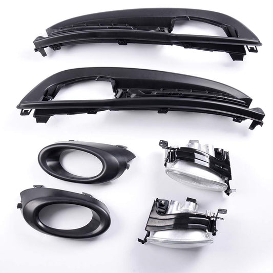 G-PLUS Clear Plastic Lens Bumper Driving Fog Lights Compatible With 2013-2015 Honda Civic Sedan 4-Door Lights Assembly With H11 12V 55W Halogen Bulbs + Wiring Kit & Swith