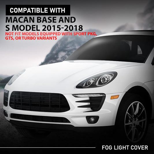 G-PLUS Left Fog Light Cover Lamp Bezel, Compatible with Porsche Macan Base and S Model 2015-2018, Driver Side, 95B807795B, 95B807795