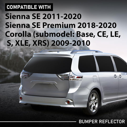 G-PLUS Rear Driver or Passenger Side Bumper Reflector Compatible with Toyota Corolla (submodel: Base, CE, LE, S, XLE, XRS) 2009-2010,Fit Toyota Sienna SE (Premium) 2011-2020 8191002040