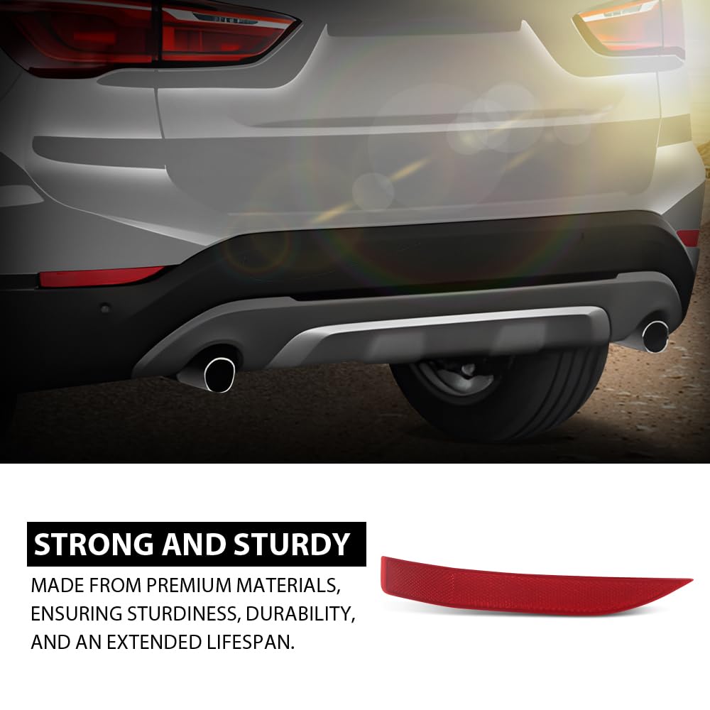 G-PLUS Rear Left Bumper Reflector, Compatible with BMW X1 sDrive28i, xDrive28i 2.0L L4 - Gas 2017-2019/ X1 xDrive28i 2.0L L4 - Gas 2016, Driver Side, 61617355547