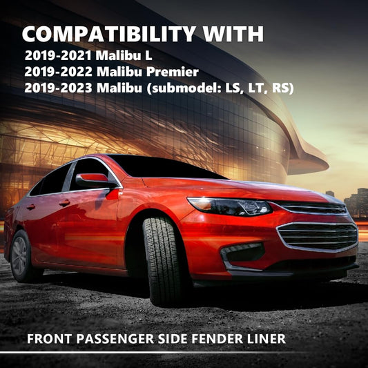 G-PLUS Front Fender Liner Right Passenger Side Compatible with Chevy Malibu L 2019-2021/Fit Chevy Malibu Premier 2019-2022/Fit Chevy Malibu (submodel: LS, LT, RS) 2019-2023 84506559 GM1249301