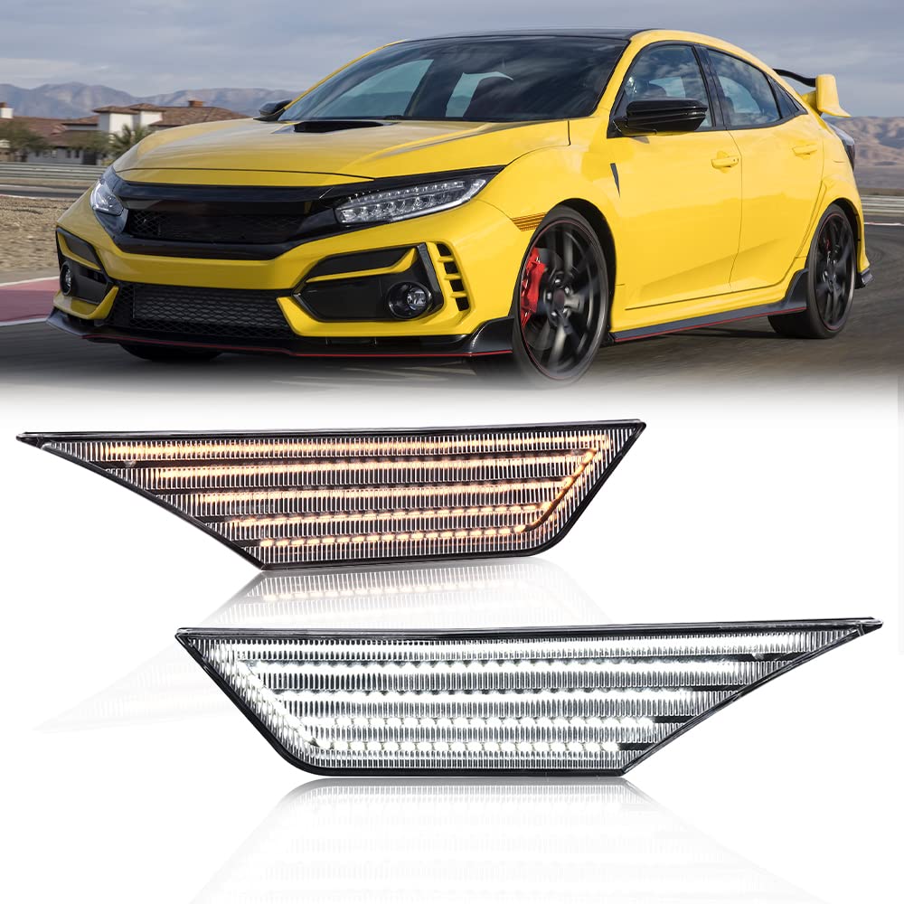 G-PLUS LED Switchback Signal Lamp Side Marker Lights White Compatible with Honda Civic 2016 2017 2018 2019 2020 2021 33850TBAA02, 33850TBAA01, 33800TBAA02 Clear Lens