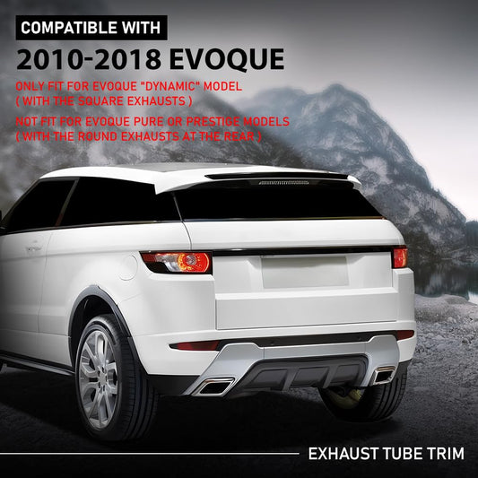 G-PLUS Rear Bumper Exhaust Tube Trim Compatible with Range Rover Evoque 2010-2018 Only Fit Dynamic Model (With Square Exhausts)