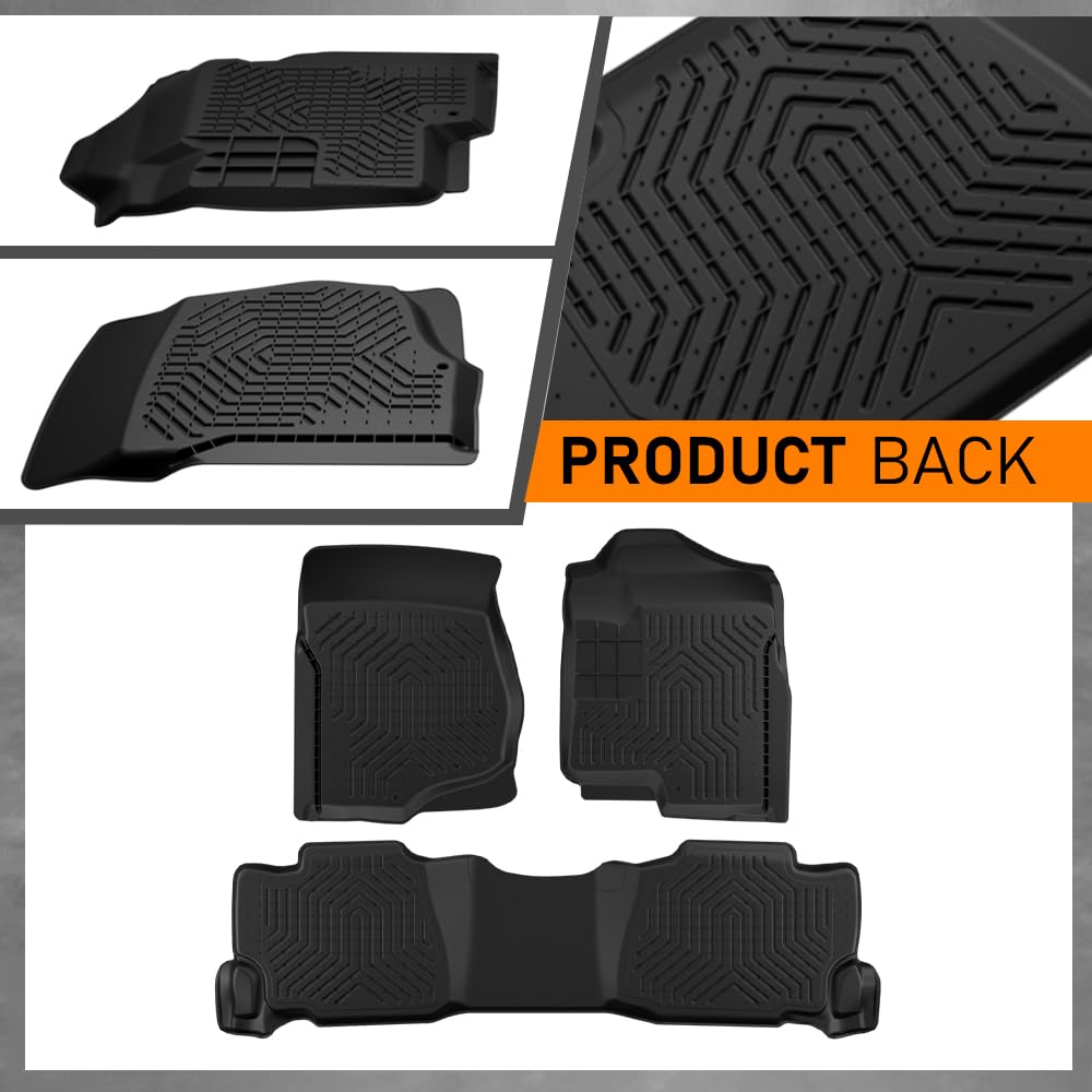 G-PLUS Floor Mats,Fit Chevy Silverado/GMC Sierra 1500 Crew Cab 2007-2013,Fit Silverado/Sierra 2500 3500 Crew Cab 2007-2014 TPE All Weather Full Cover Protection,3PCS Cargo Mats Black