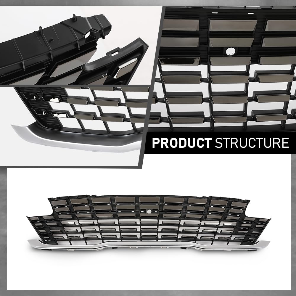 G-PLUS Front Upper Grille With Chrome Trim W/Camera Hole Compatible with Kia Carnival 2022-2024 86350R0110, 86350-R0110