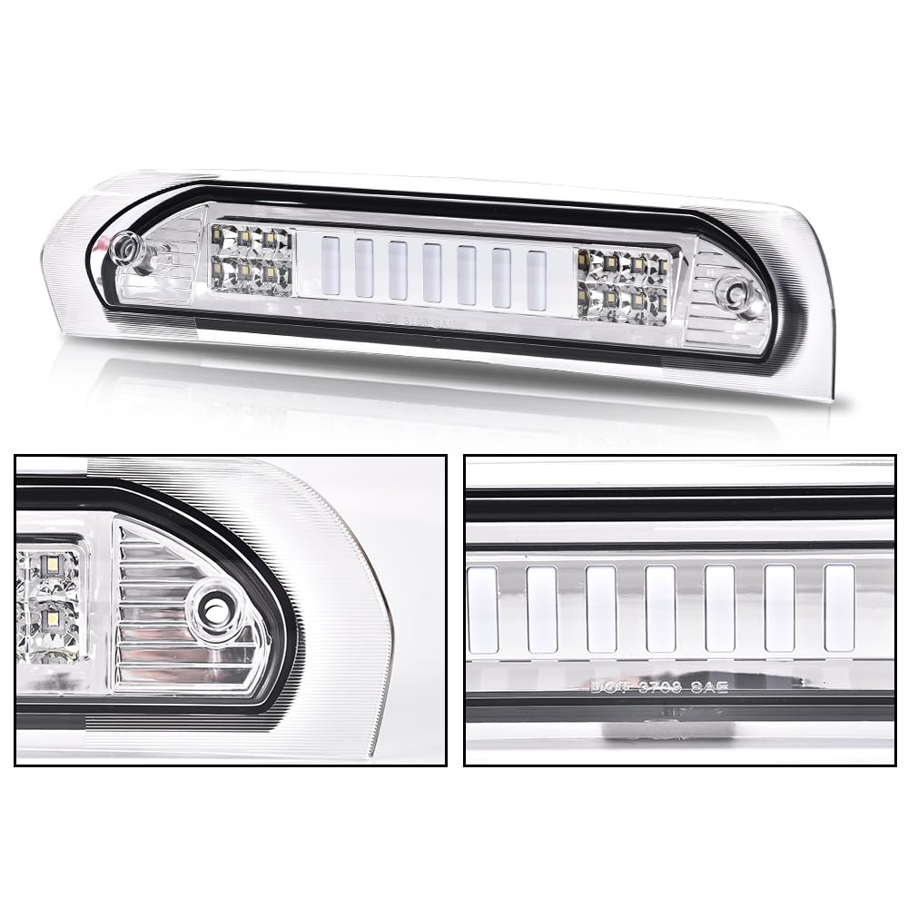 G-PLUS LED Third Brake Light Compatible With 2002-08 Dodge RAM 1500/2003-09 Dodge RAM 2500 3500,5072594AB, 5072594AD, 5072594AC 3RD LED Bar Brake/Cargo Lamp,Type I (Chrome Housing Clear Lens)