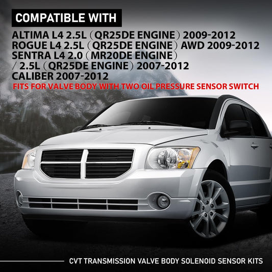 G-PLUS Transmission Valve Body Solenoid Sensor kits Compatible with Nissan Altima Rogue L4 2.5L (QR25DE Engine) 2009-2012, Fit Nissan Sentra 2007-2012, CVT JF011E RE0F10A