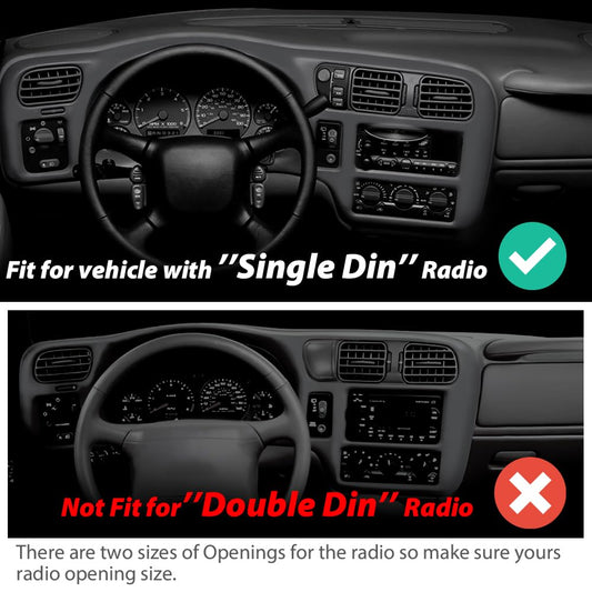 G-PLUS Dash Trim Bezel Cover Single Din Compatible with Chevy Blazer S10 GMC Jimmy Sonoma 1998-2004 Dashboard Radio Bezel (Dark Grey ABS Plastic)