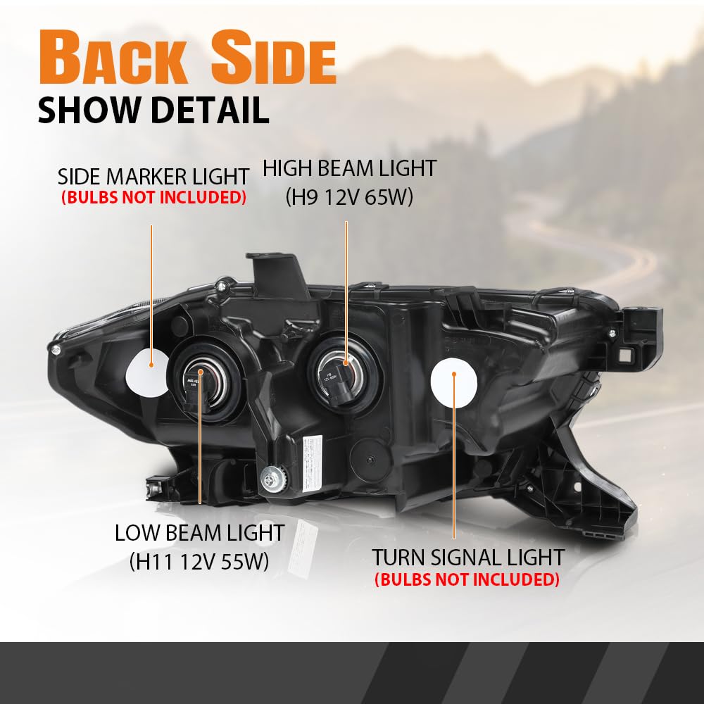 G-PLUS Headlight Assembly Left and Right Side w/o LED Daytime Running Compatible with Toyota Tacoma 2016-2017 OEM Fit Standard 2 PCS White