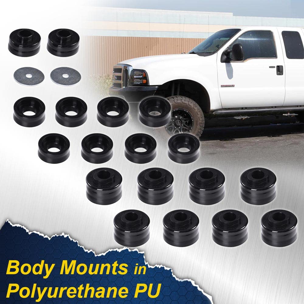 G-PLUS Body Mounts in Polyurethane PU Compatible with 1999-2017 F250 F350 Super Duty 2WD/4WD,Body Cab Mounts Bushings Kit (Black)