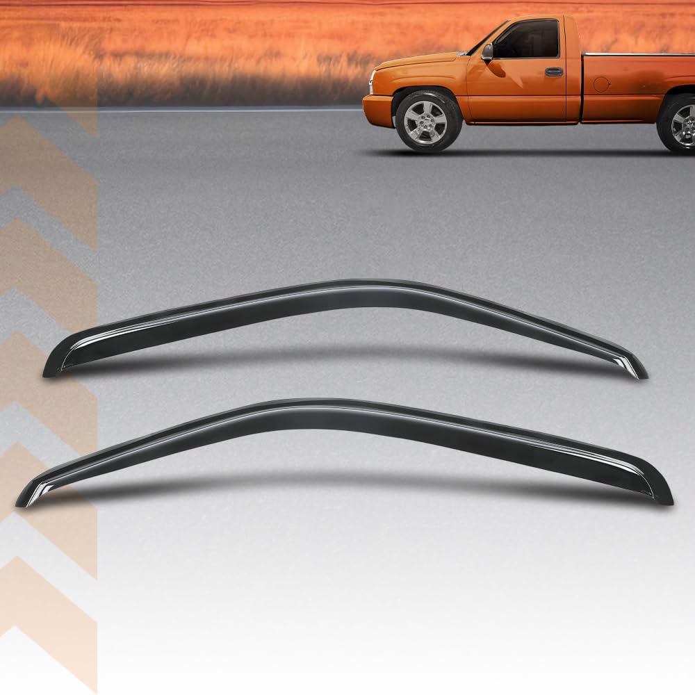 G-PLUS Out-Channel Window Vent Visor Deflectors Rain Guards Compatible with Chevy Silverado/GMC Sierra 1500 1999-2007 Impact-Resistant PC 2 PCS Smoky