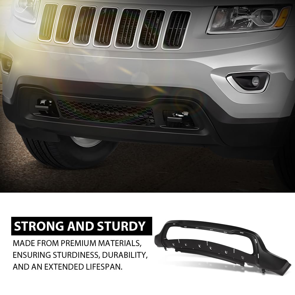 G-PLUS Front Lower Bumper Cover Fascia Compatible with Jeep Grand Cherokee 2014 2015 2016, Fit Models with Lower Chrome Trim Only, Fit Limited & Overland Models, CH1015114, 68143076AC, Black