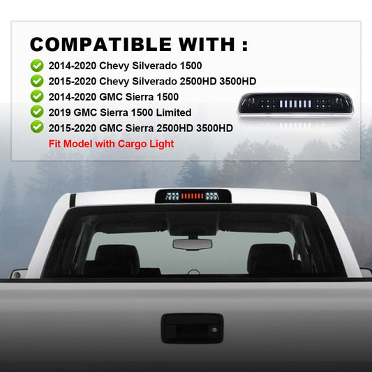 G-PLUS LED Center High Mount Stop Light Rear Tail Light Compatible with 2015-2020 GMC Sierra/Chevy Silverado 2500HD 3500HD 14-20 Chevy Silverado 1500 23509162 20979071