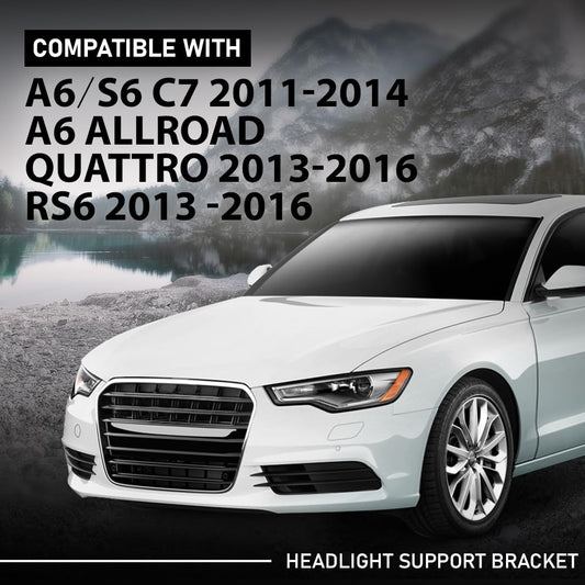 G-PLUS Pair Front Headlight Brackets, Compatible with Audi A6 S6 C7 2011-2014/ A6 Allroad Quattro 2013-2016/ RS6 2013-2016, Headlamp Support Left Driver & Right Passenger Side 2PCS, 4G0805607